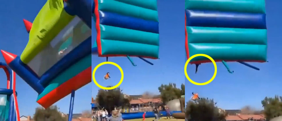 Sudáfrica: Castillo inflable sale volando con varios niños en su interior