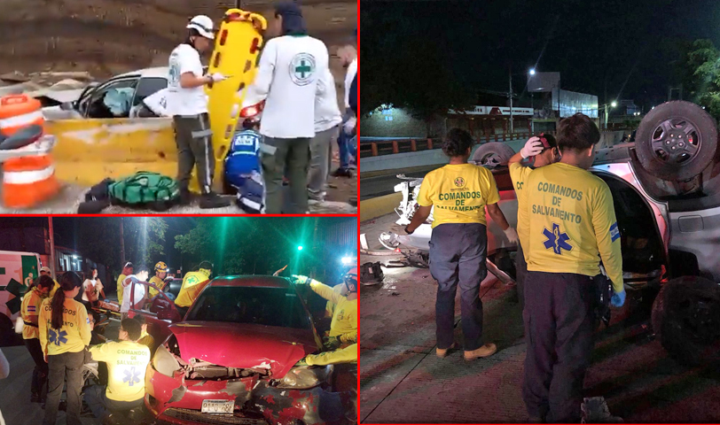Reportan racha de accidentes a primeras horas de este domingo