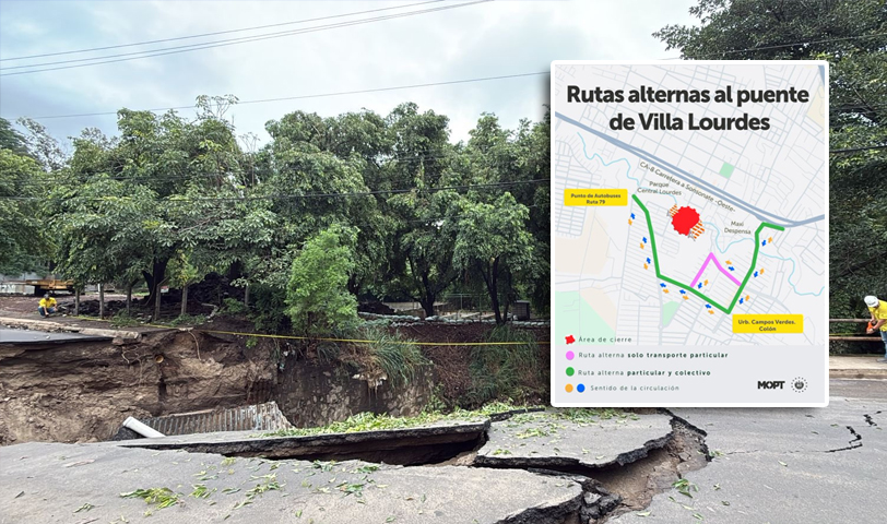 Anuncian rutas alternas tras intervención de puente colapsado en Lourdes, Colón