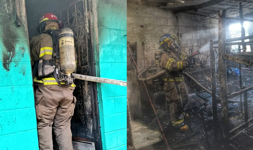 Bomberos sofoca incendio estructural en una vivienda de la comunidad Cristo Redentor