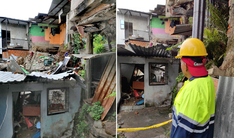 Vivienda es derribada tras colapso de tuberías de aguas negras en San Salvador