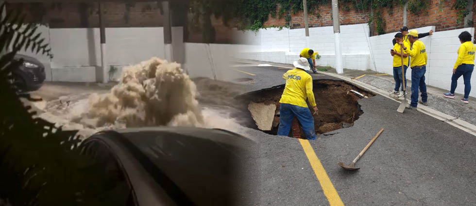 MOPT interviene cárcava formada por las lluvias en Lomas de San Francisco