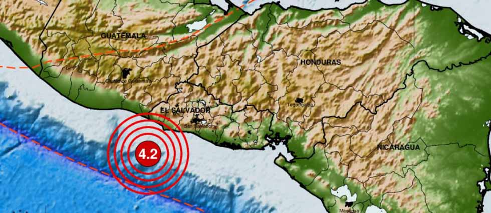 Sismo de 4.2 grados sacude parte de El Salvador esta noche de jueves