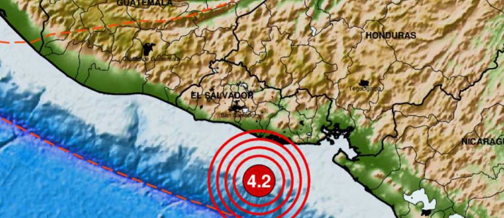Sismo de 4.2 grados sacude parte de El Salvador esta madrugada de miércoles