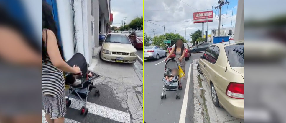 Familia denuncia a conductor por estacionar su vehículo sobre paso peatonal