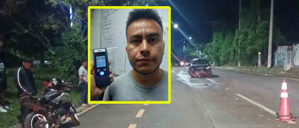 Detienen a conductor borracho por atropellar a biker en la autopista a Comalapa