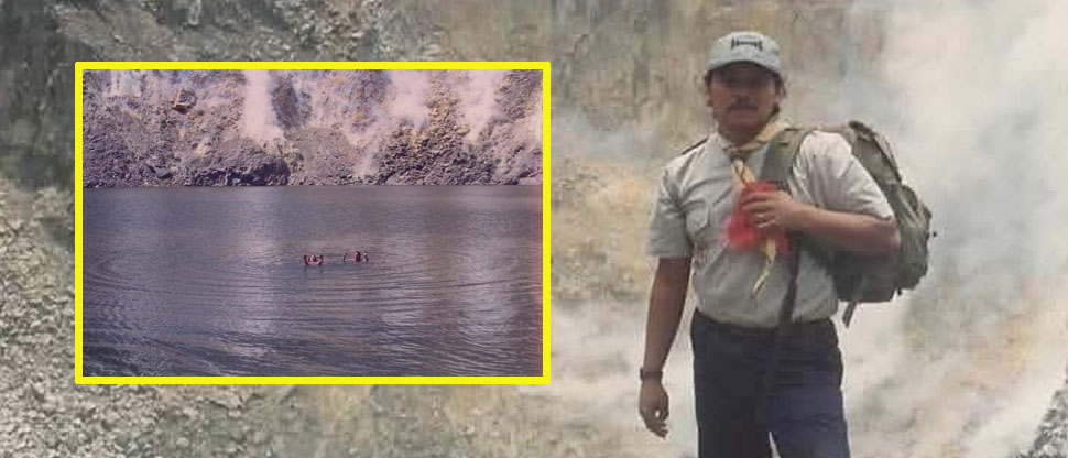Viralizan fotos de hombres que se bañaron en la laguna del cráter del volcán de Santa Ana