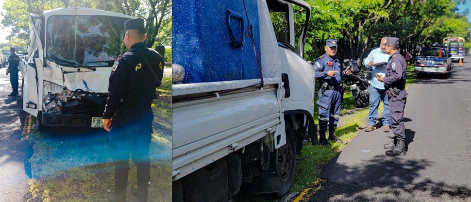 Camión y autobús generan fuerte tráfico tras chocar en San Pedro Perulapán