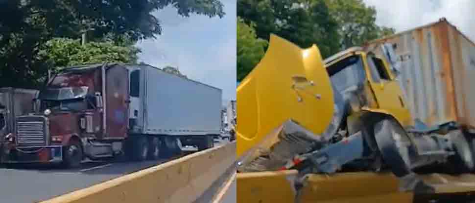 Accidente de rastras genera bloqueo en carretera de Sonsonate hacia Acajutla