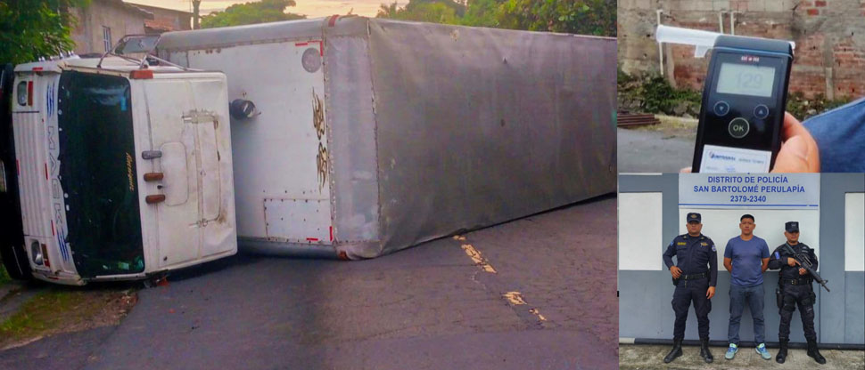 Sujeto en estado de ebriedad provoca fuerte accidente de tránsito en Cuscatlán