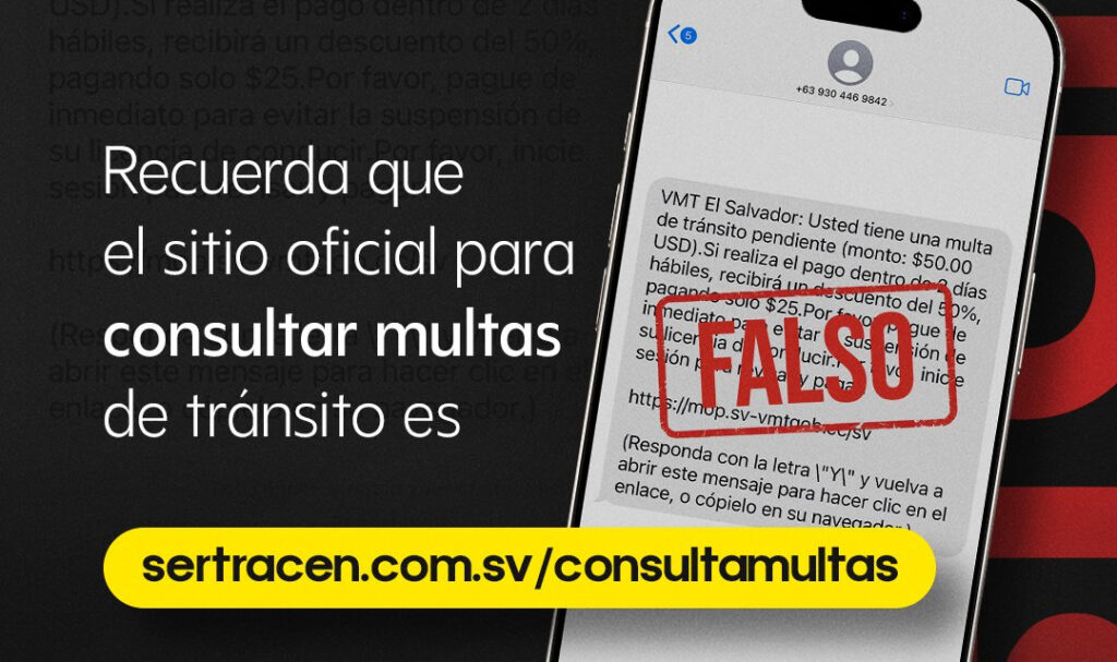 Continúa campaña para alertar a la población por estafas relacionadas a multas de tránsito