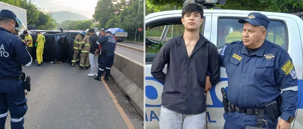 «Iba bolo»: Arrestan a joven conductor que volcó su vehículo en Santa Ana