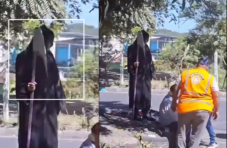 Figura de “La Muerte” se aparece en escena de un accidente vial y las redes se encienden