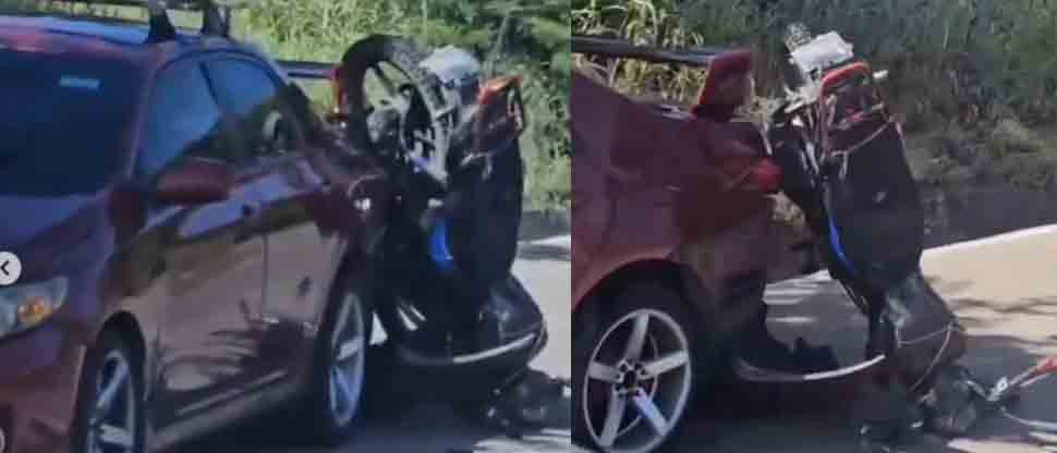 Biker queda lesionado de gravedad tras impactar contra vehículo en La Unión