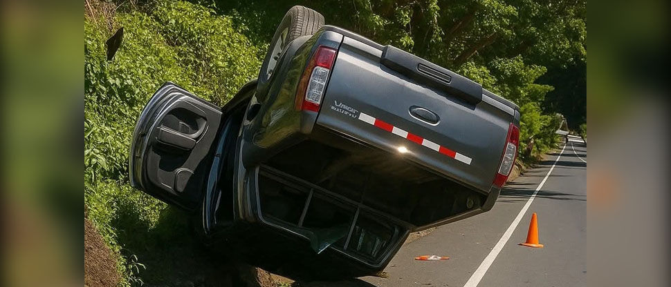 Reportan pick up volcado en Chilanga, Morazán