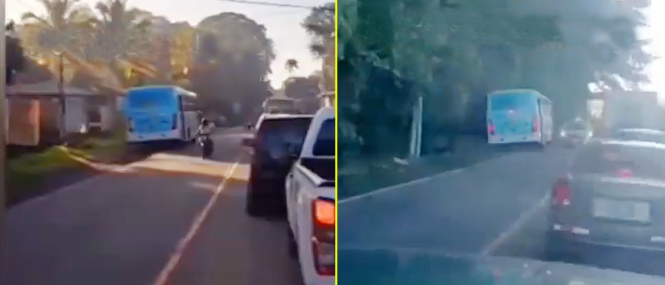 Por evitar tráfico, busero temerario se tira en sentido contrario y en carril auxiliar