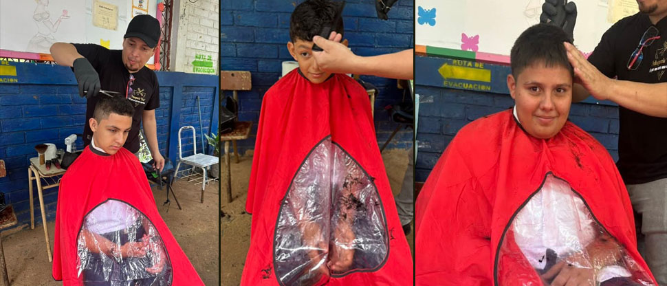 Peluquería ofrece corte de cabello gratis a estudiantes de una escuela de Morazán