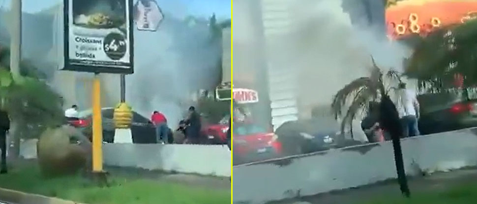 Conductor pasa momentos de angustia al ver que su vehículo se incendia en Santa Elena
