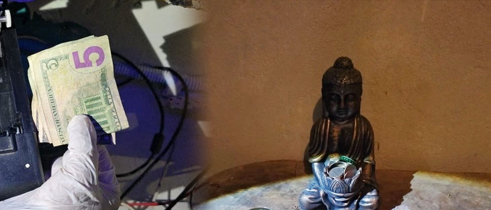 Localizan sustancias ilícitas junto a estatua de Buda durante allanamiento en Panchimalco