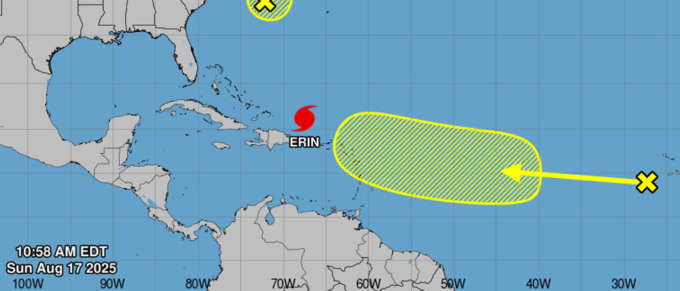 Huracán Erin azota Puerto Rico con fuertes ráfagas de viento e intensas tormentas