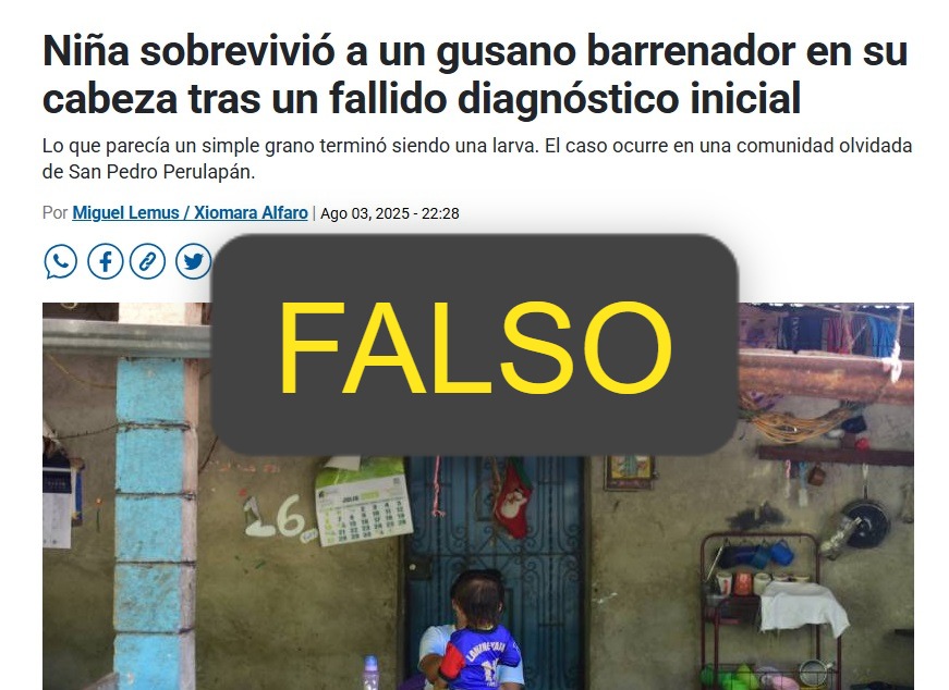 Alabi desmiente información falsa sobre menor con presunta afectación por gusano barrenador