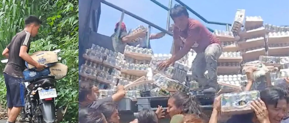 Guatemaltecos roban mercadería de camiones accidentados en dos hechos diferentes