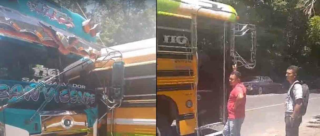 Buseros provocan accidente por ir «pelando la vía» en Cojutepeque