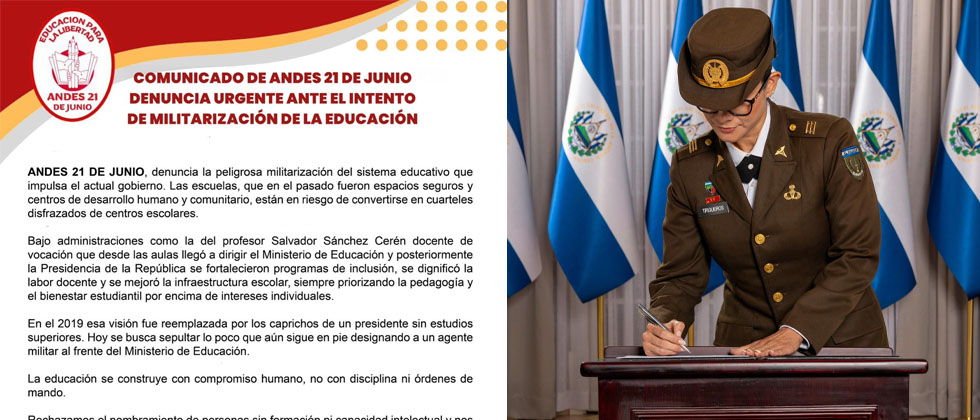 ANDES 21 de Junio se pronuncia en contra de la nueva ministra de Educación