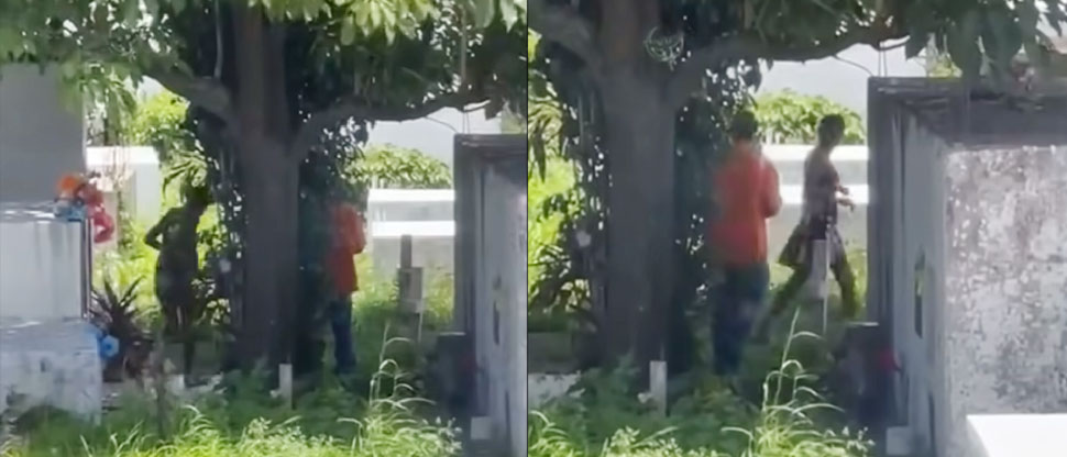 Entre tumbas: así captaron a pareja teniendo intimidad dentro de un cementerio
