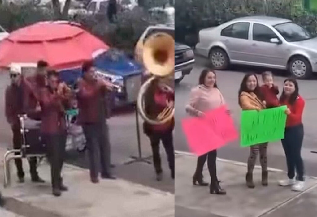 Mujer celebra su divorcio acompañada por sus amigas y una banda musical