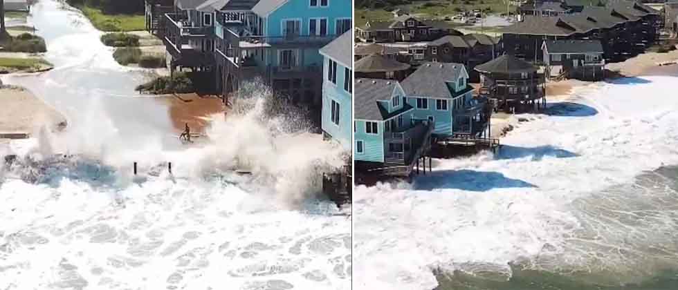 Huracán Erin provoca inundaciones por marejadas ciclónicas en las costas de Carolina del Norte