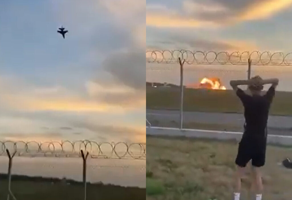 Polonia: momento exacto en que un F-16 se estrella durante entreno para una exhibición