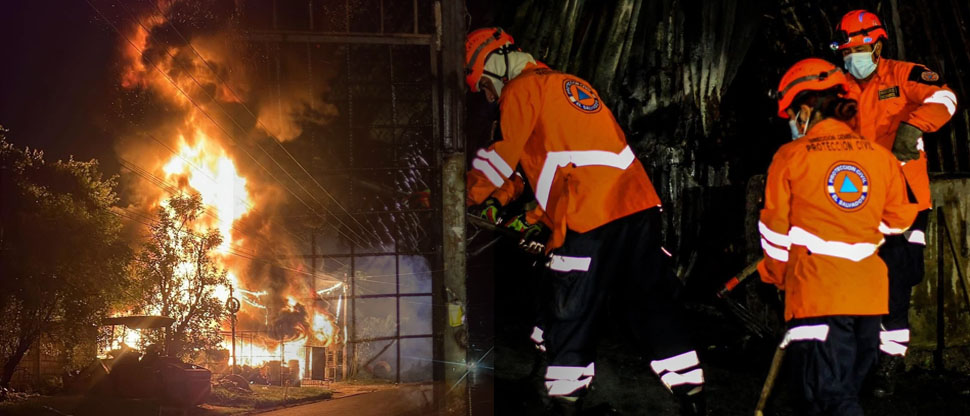 Bomberos sofocan voraz incendio en una llantería en calle a Nejapa
