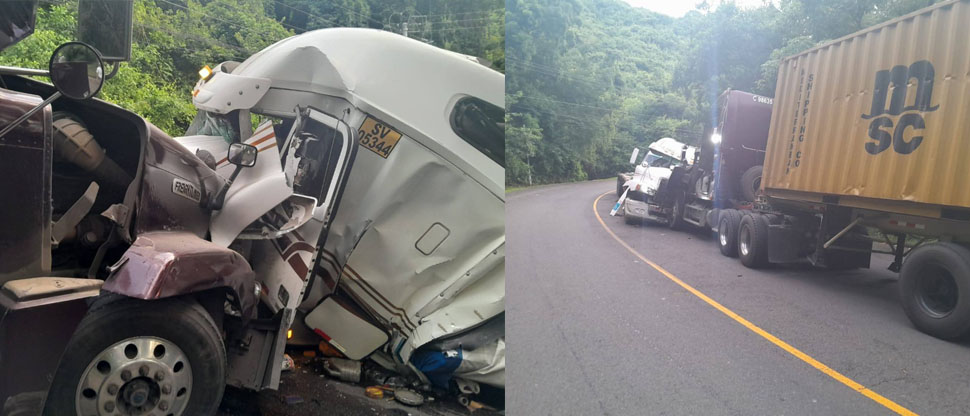 Reportan fuerte accidente entre dos rastras sobre la Carretera del Litoral en La Libertad