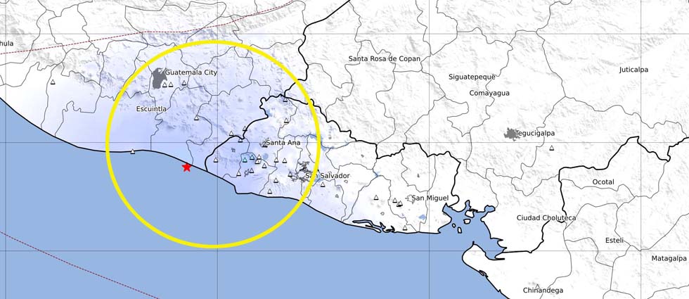 Sismo frente a costa de Guatemala también sacude parte de El Salvador esta mañana de domingo