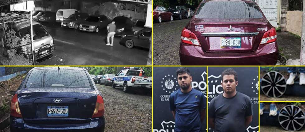 Arrestan a sujeto que fue captado hurtando partes de un auto en Soyapango y también quien se las compró