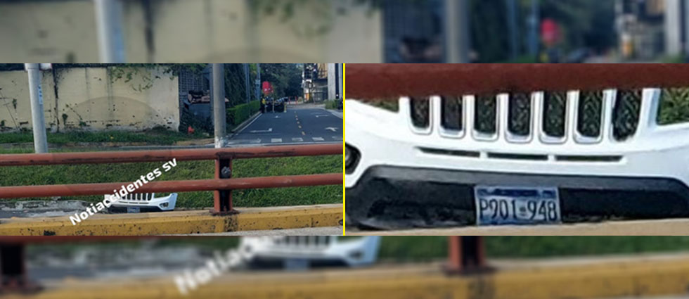 ¡Insólito! Automovilista deja el bómper tirado en Santa Tecla