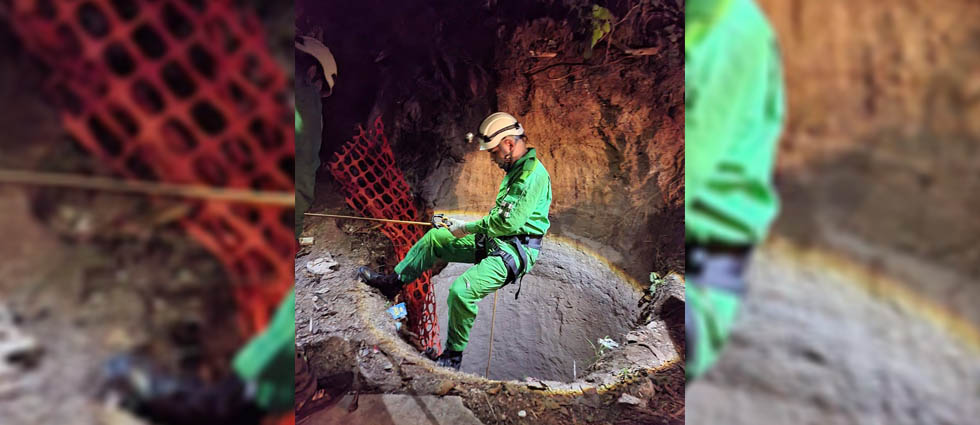 Cruz Verde rescata a mujer tras caer a un pozo de 10 metros de profundidad carretera a Tacachico