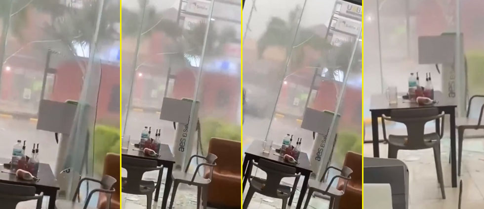 Fuertes tormentas con granizo y vientos rompen cristales en negocio de Chalatenango