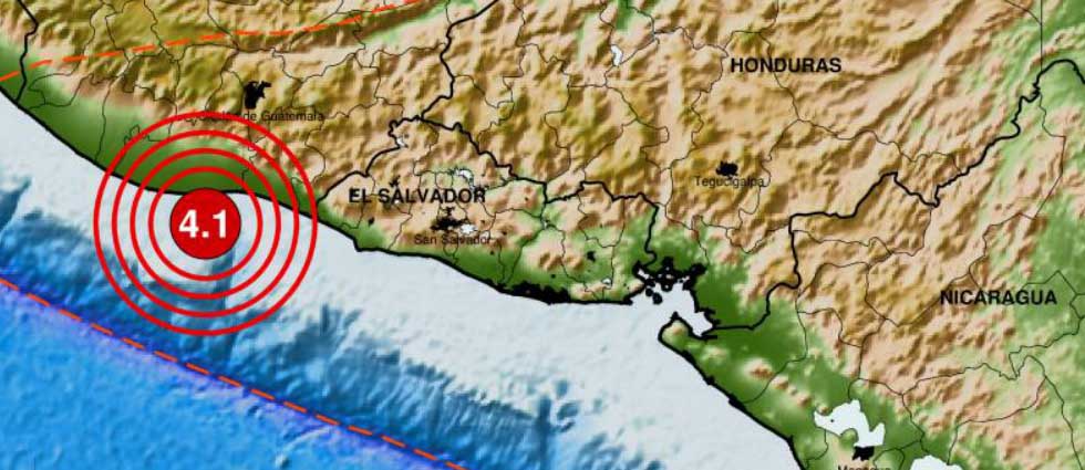 Reportan sismo de 4.1 grados frente a costa de Guatemala