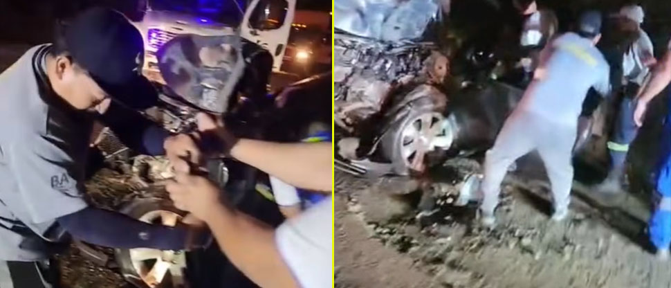 Conductor queda atrapado entre los hierros de vehículo tras accidente en San Miguel