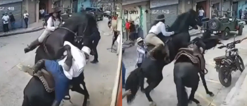 Pelea de caballos desata pánico en plena cabalgata en Honduras