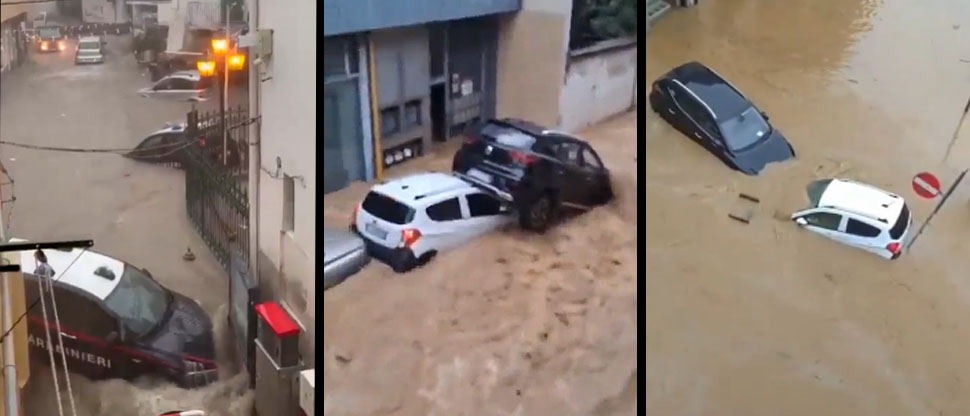 ITALIA: lluvias dejan vehículos sumergidos tras inundaciones masivas