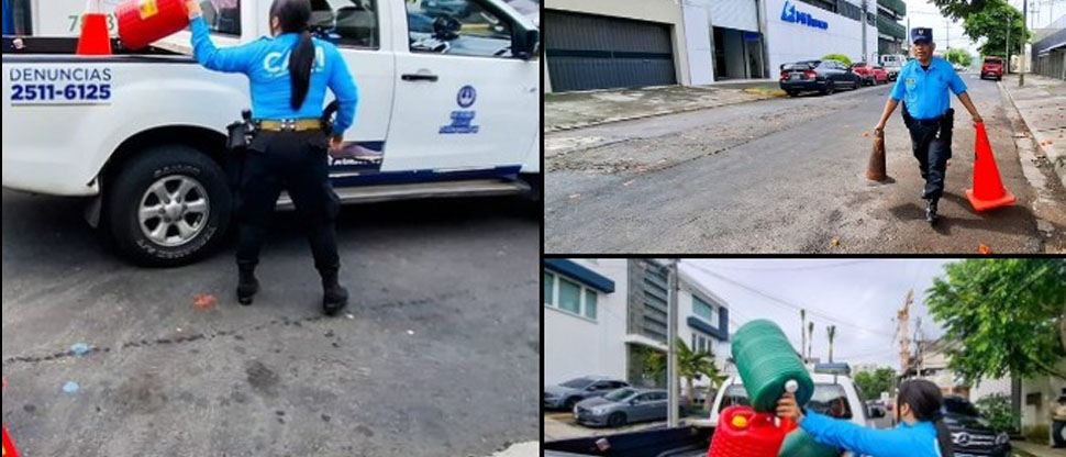 Retiran obstáculos que eran utilizados para reservar parqueos ilegales en la vía pública