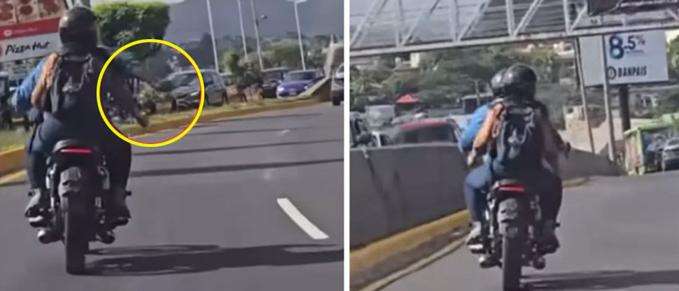 Captan a pareja peleando a bordo de una motocicleta y en pleno recorrido