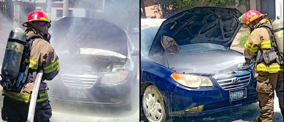 Bomberos evitan que vehículo se incendiara por completo en Santa Ana