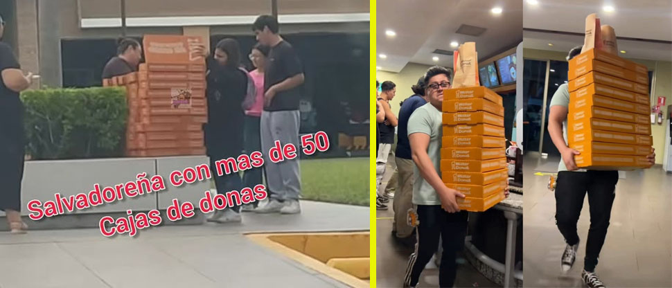 Viralizan a salvadoreños por comprar decenas de cajas de donas