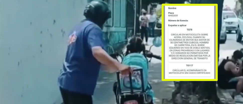 Sancionan a motociclista captado arriesgando la vida de su hijita por no utilizar casco