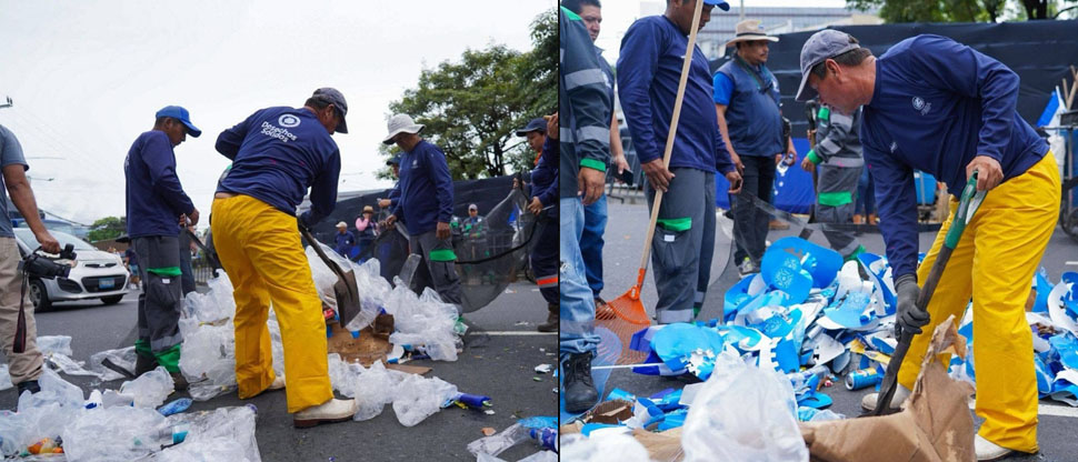 Empleados de la alcaldía de San Salvador limpiaron las calles tras el desfile cívico