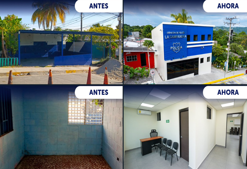 El antes y después de sede policial remodelada por el Gobierno en La Campanera